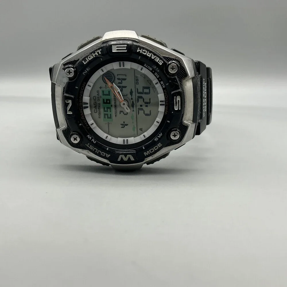 Casio 5056 AQW-101 Mens Watch 46mm Thermosensor Fishing World Time Illuminator